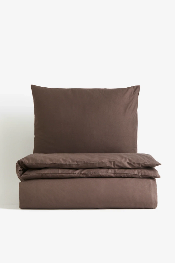 Parure de couette lit simple en coton - Marron foncé - Home All | H&M FR