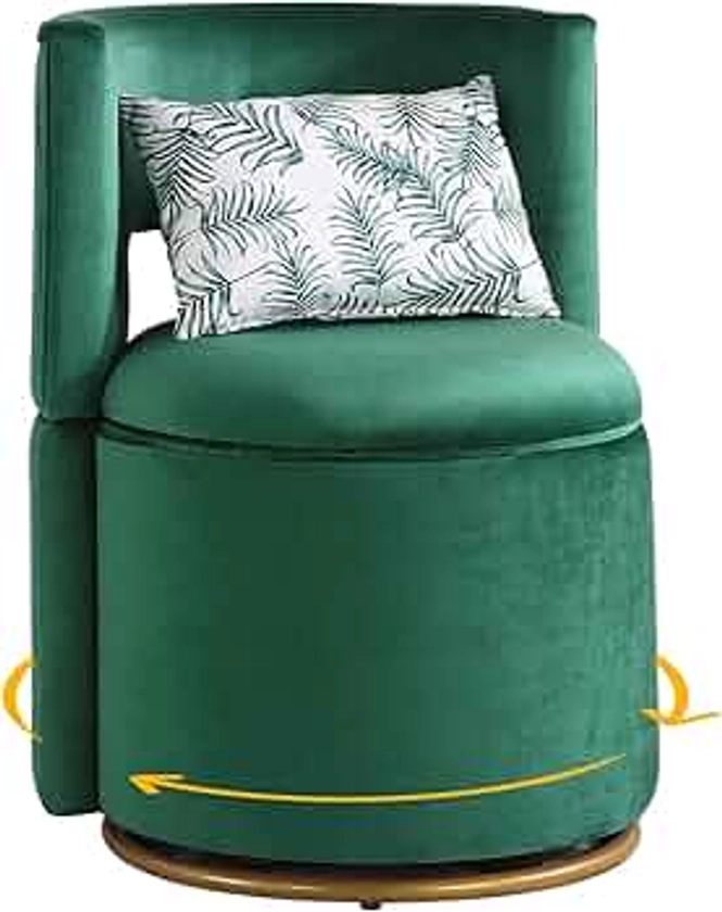 Swivel Barrel Chair, Modern Velvet Swivel Armchair Comfy Round Club Chair with Storage Sofa Arm Chair for Bedroom Living Room Reading Room Nursery Lounge Apartment Office (Green)