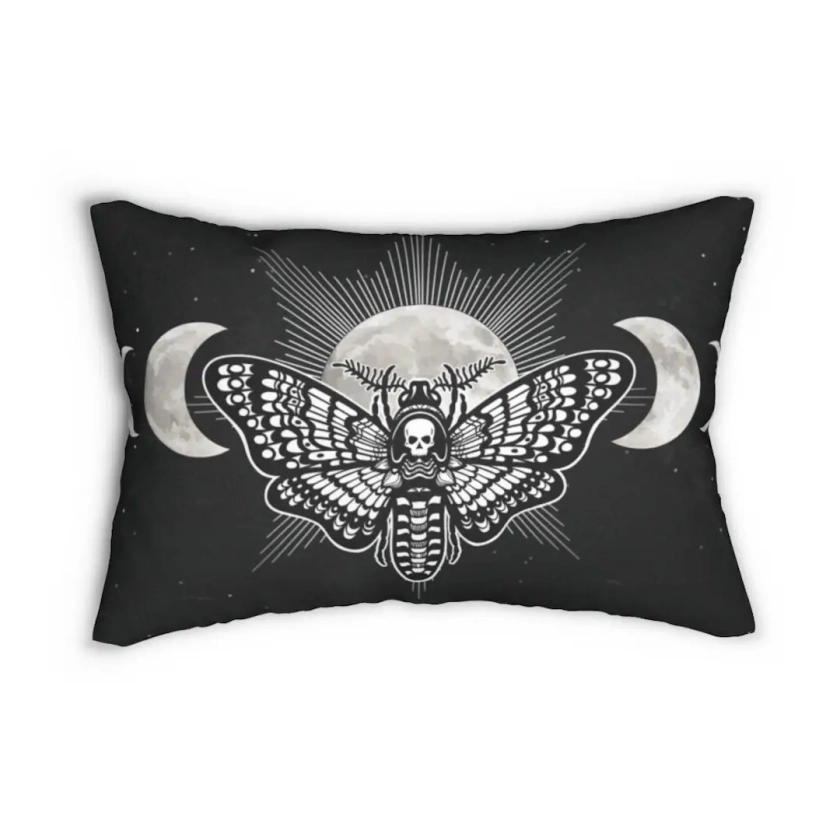 Dead's Head Moth Throw Pillow-Hawk Moth Gothic Pillow-Black Gothic Pillow-Celestial Night Dark Academia Pillow-Alternative Home Decor Gift