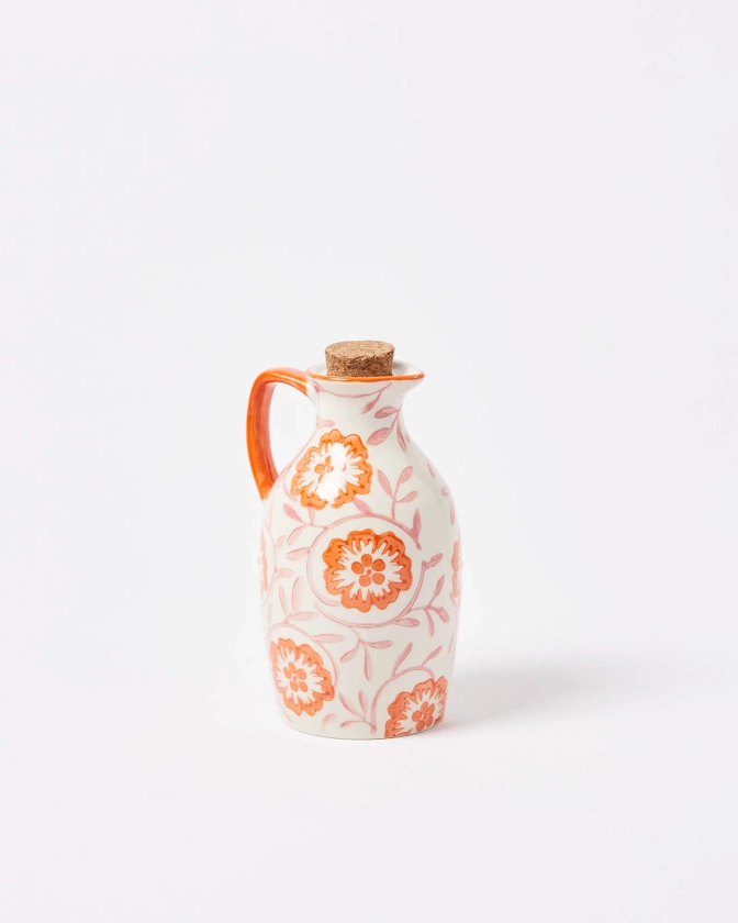 Lila Floral Orange Ceramic Oil Bottle | Oliver Bonas