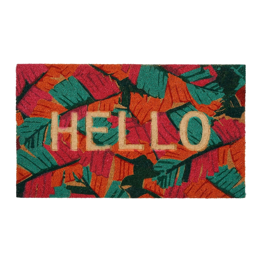 Paillasson "hello" en coco multicolore 73x43cm - Seguia