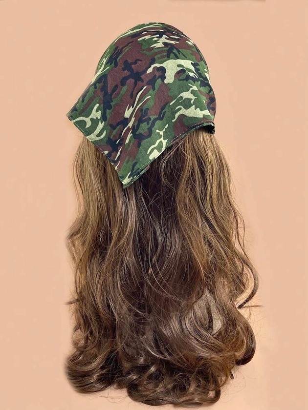 1pc Unisex Camouflage Bandana Hip Hop Street Style Hairband Camouflage Print Multi-Purpose Scarves, 55x55cm, Can Be Used As A Scarf, Belt, Bag Decoration, Headband Or Fashion Accessory Bandana, Hairband, Headband Is Perfect To Dress Up Your Look