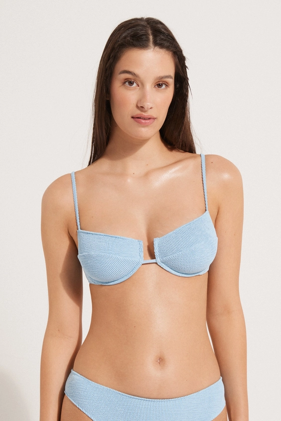 Haut de Maillot Balconnet Décolleté Wavy Bleu Ciel - Tezenis