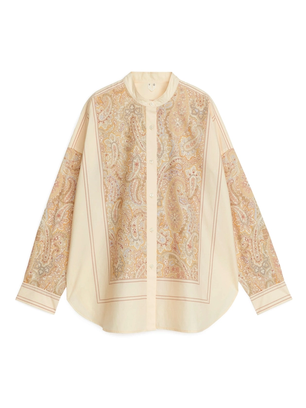 Chemise en coton avec motifs cachemire - Blanc cassé - Shirts & blouses - ARKET FR