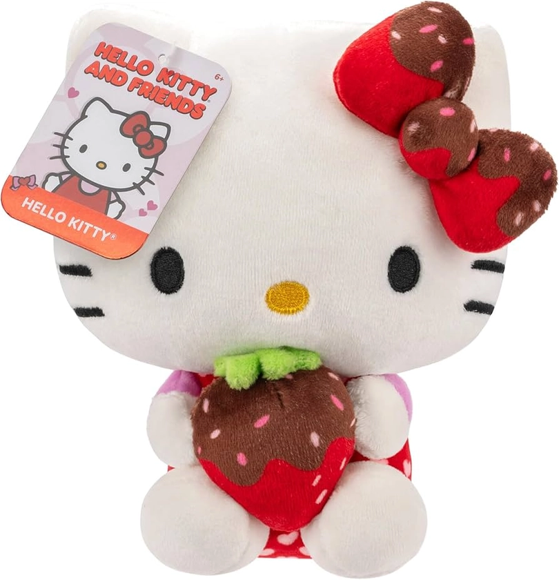 Hello Kitty and Friends 8" Plush with Chocolate Covered Strawberry - Officially Licensed Sanrio Product - Cute Soft Doll Stuffed Animal Toy - Gift for Kids, Girls, Boys & Birthdays