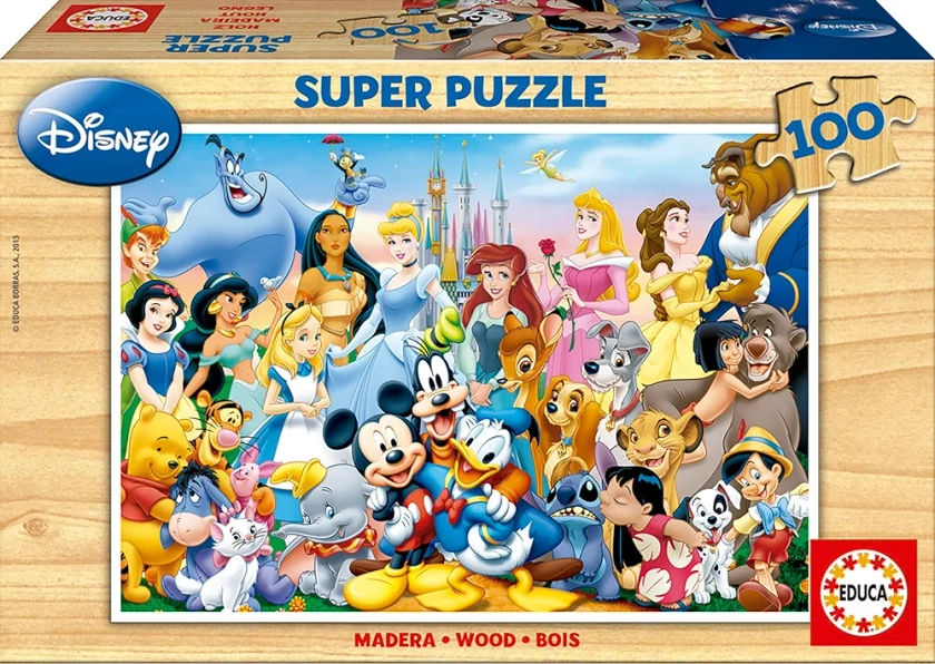 Educa - 12002 - Puzzle Bois Wd 100 pièces - The Wonderful World Of Disney