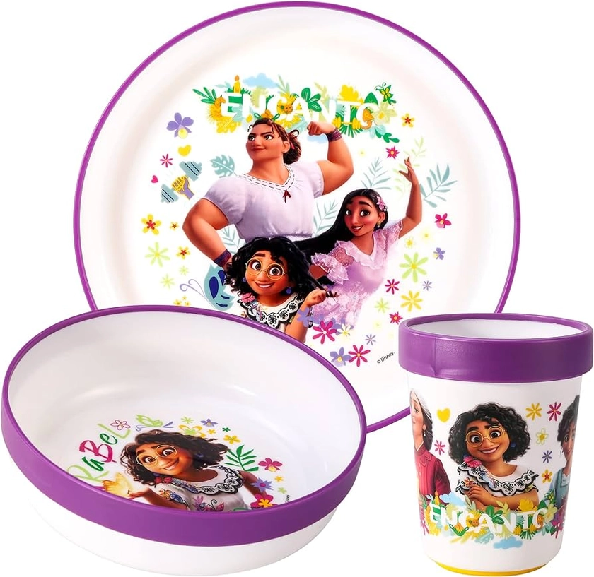 Zawadi Global Encanto 3pcs Bicolor Premium Kids Dinner Tableware Set Plate, Bowl & Tumbler, BPA Free : Amazon.co.uk: Home & Kitchen
