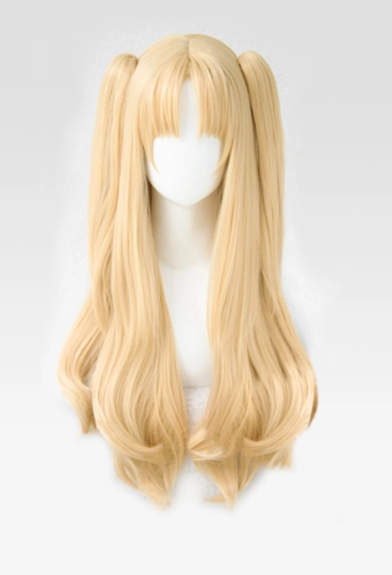 Fate Grand Order FGO Lancer Ereshkigal Long Curly Blonde Cosplay Wig With Double Ponytails