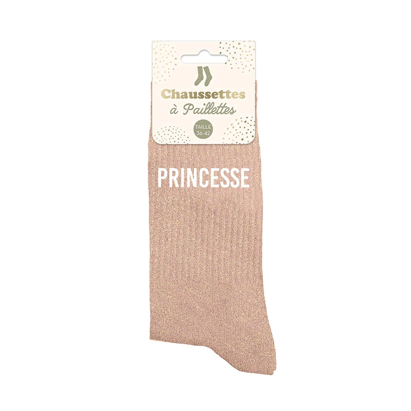 Chaussettes paillettes princesse rose saumon pointure 36-42 - Centrakor