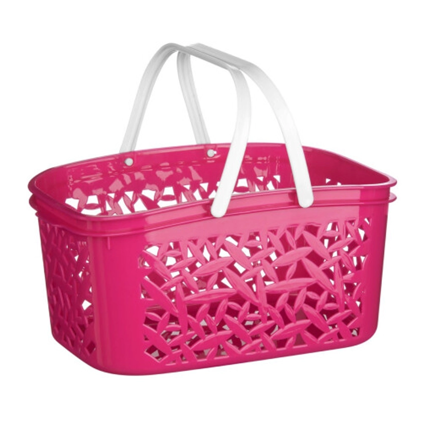 Storage Basket Hot Pink Plastic, White Handle, 4.5 Litre on OnBuy