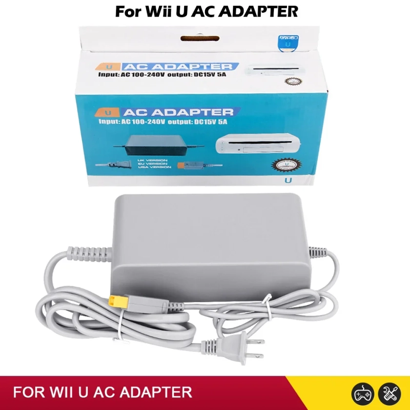 NEW For Nintend Wii U WiiU Game Consol Adapter 100-240V 15V 5A Home Wall Power Supply AC Charger Adapter EU US Plug High Quality