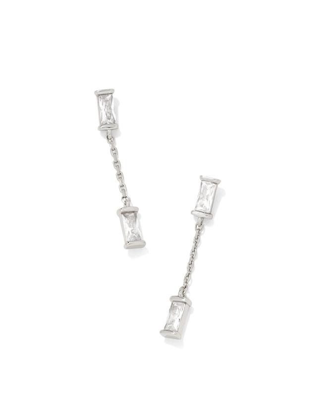 Juliette Silver Drop Earrings in White Crystal | Kendra Scott