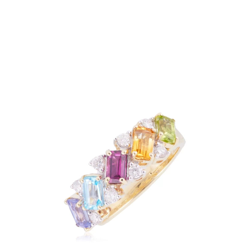 1.46ct Emerald cut Gemstone and 0.27ct Diamond Ring 9ct Gold - QVC UK