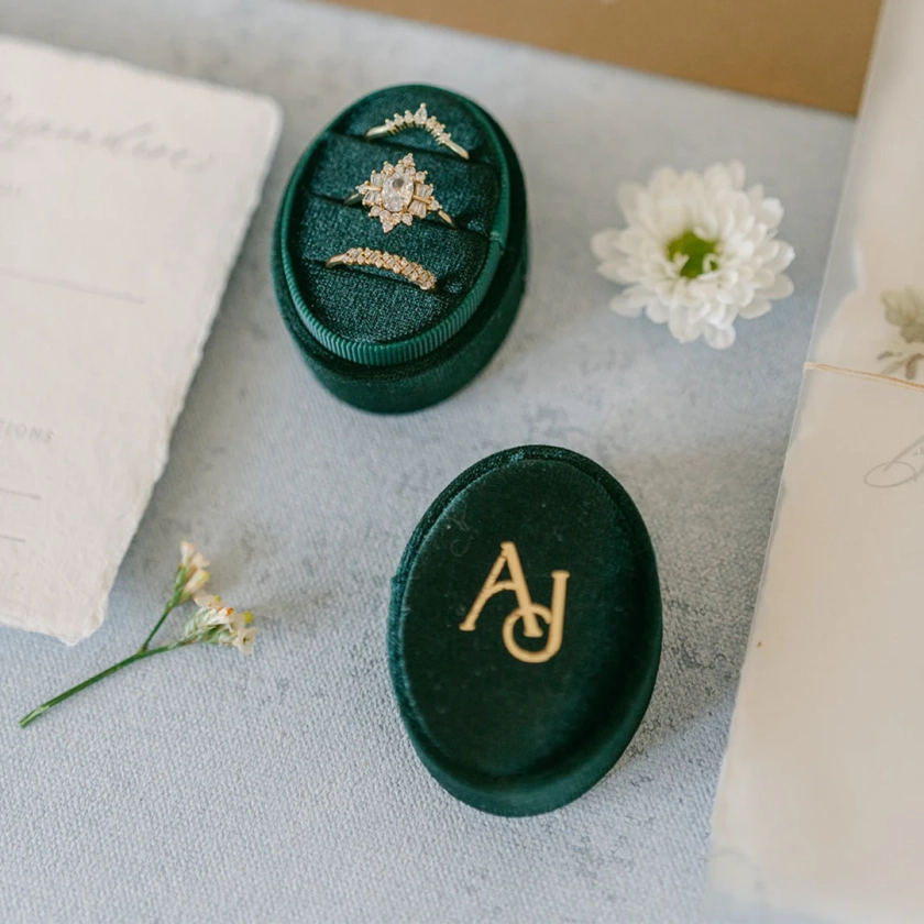 Custom Velvet Ring Box White | Custom Wedding Ring Box, Triple Slot Ring Box, Double Slot, Single Slot, Modern Ring Box, Personalized 1 Slot