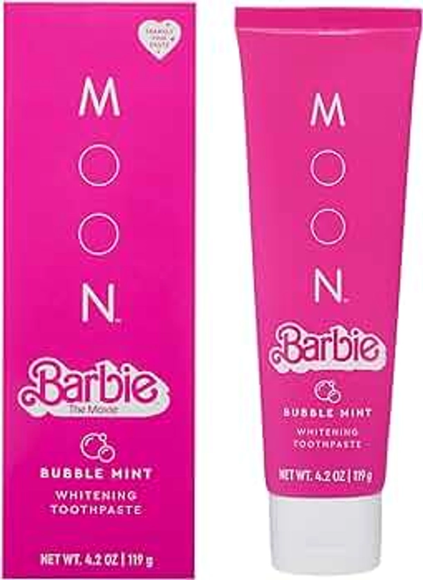 Barbie™ x MOON Bubble Mint Whitening Stain Removal Toothpaste, Fluoride-Free, Bubble Gum Pink, for Kids and Adults