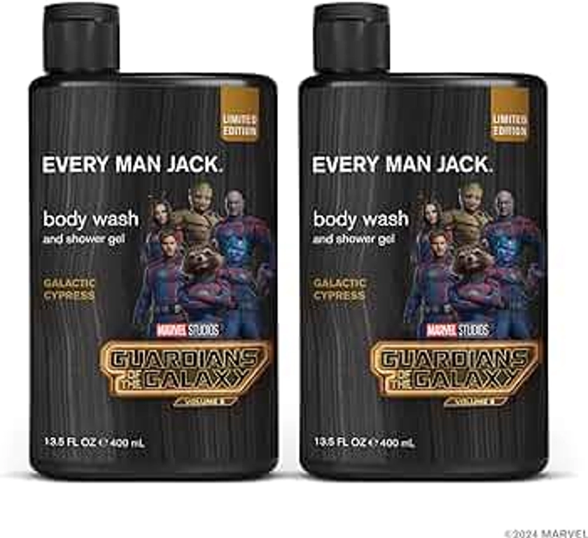 Every Man Jack Body Wash - Marvel Guardians of the Galaxy | 13.5-ounce Twin Pack - 2 Bottles Included | Naturally Derived, Parabens-free, Pthalate-free, Dye-free, and Certified Cruelty Free