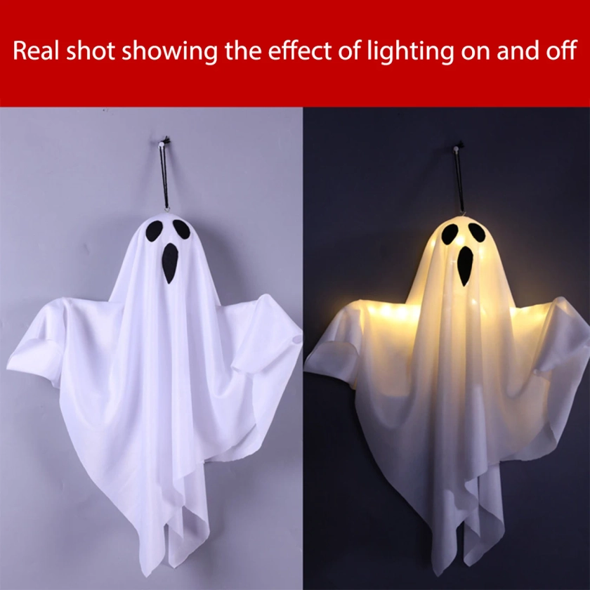 Halloween Ghost Hanging Decorations Halloween Hanging Light Up White Flying Ghosts Tree Window Wall Scary Ornament 2024 - AliExpress 15