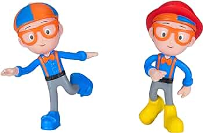 Blippi Bendable Toy Figures - Includes Two 5” Bendable Characters, Featuring Fun Details Like Eyeglasses, Bow Tie, Shoes, and Suspenders - Educational Toys for Children and Toddlers