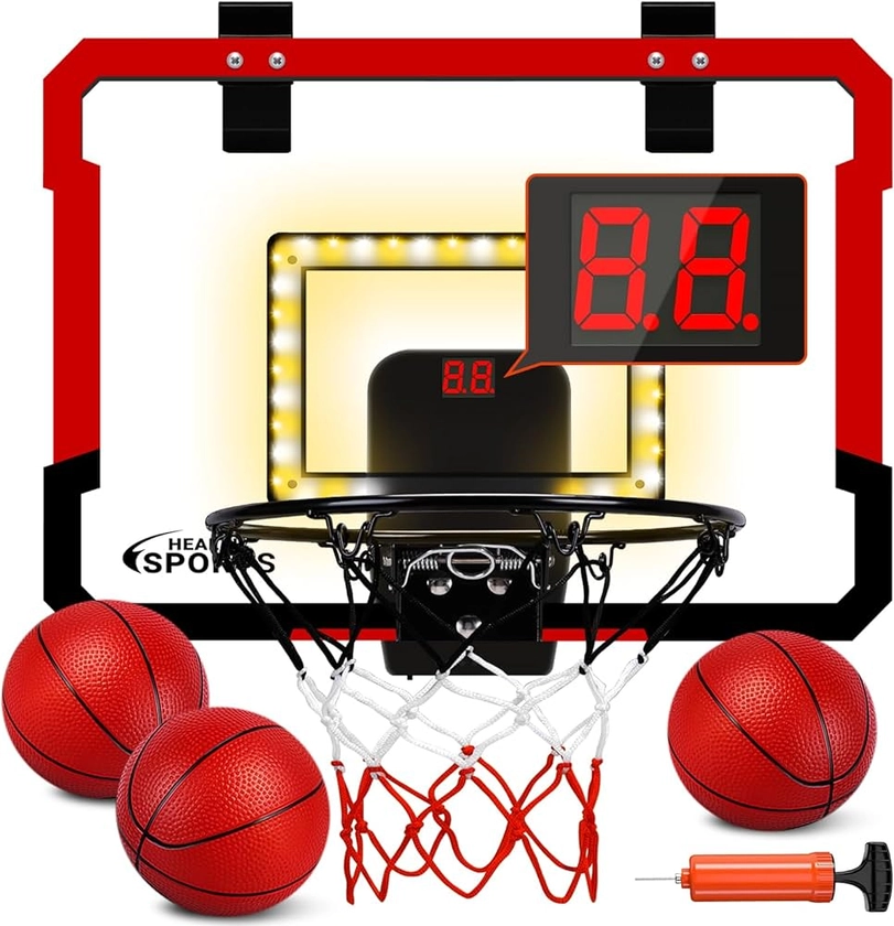 Amazon.com: Xucutu Basketball Hoop Indoor for Kids, Over The Door Mini Basketball Hoop with Electronic Scoreboard & 3 Balls, Door Room Basketball Hoop Basketball Toy for Kids Boys Teens : Toys & Games
