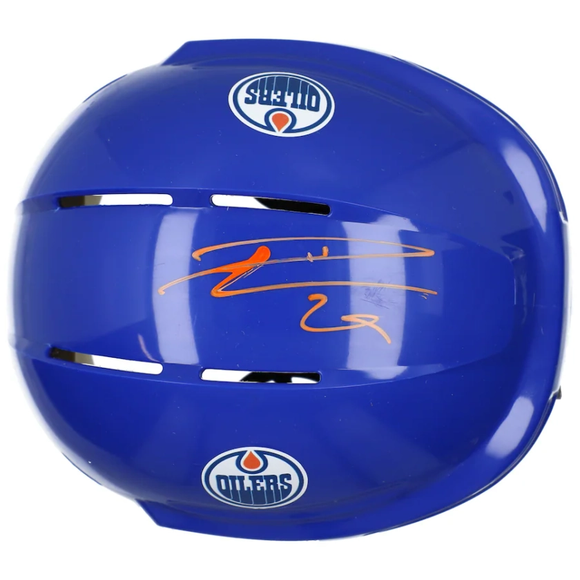 Autographed Edmonton Oilers Leon Draisaitl Fanatics Authentic Blue Mini Helmet