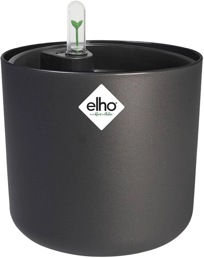 Elho B.for Soft Rond avec Système D'Irrigation - 100% Recycled Plastic - Plant Pots Indoor - Ø 22 cm - Noir/Anthracite