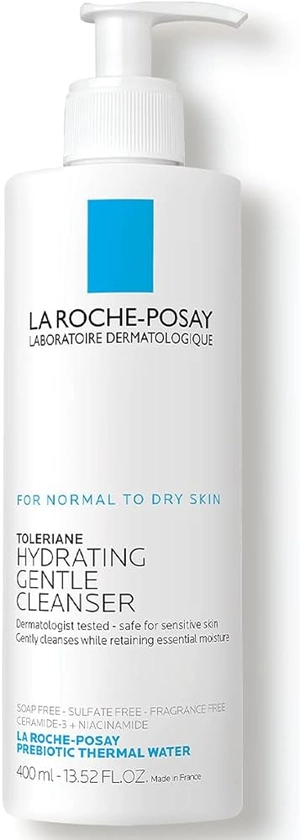 La Roche-Posay Toleriane Hydrating Gentle Face Cleanser, Daily Facial Cleanser with Niacinamide and Ceramides for Sensitive Skin, Moisturizing Face Wash for Normal to Dry Skin, Fragrance Free