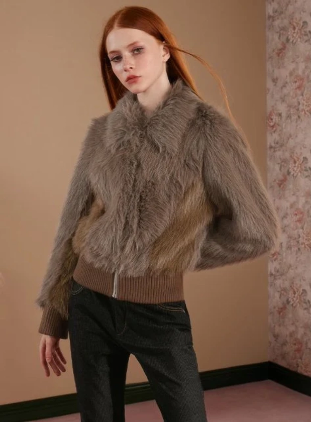 short splicing fur short jacket WOO0024