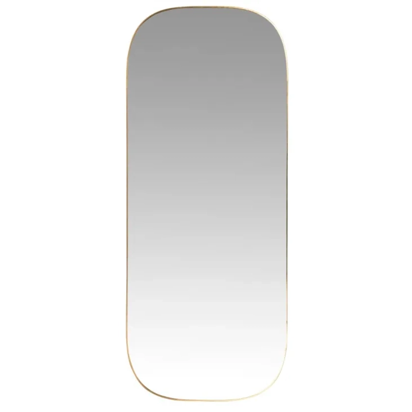 Miroir rectangulaire arrondi en métal doré 37x90 KENYA | Maisons du Monde