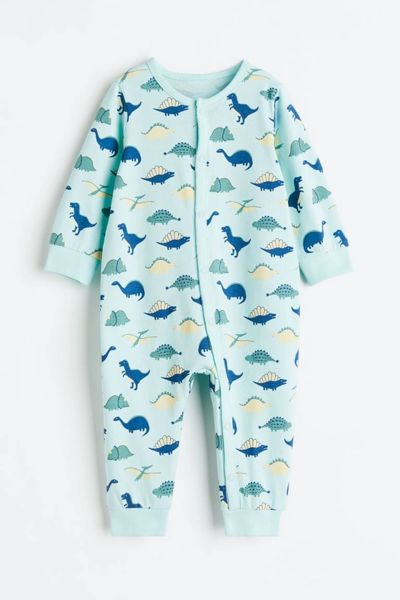 Patterned all-in-one pyjamas - Light turquoise/Dinosaurs - Kids | H&M GB
