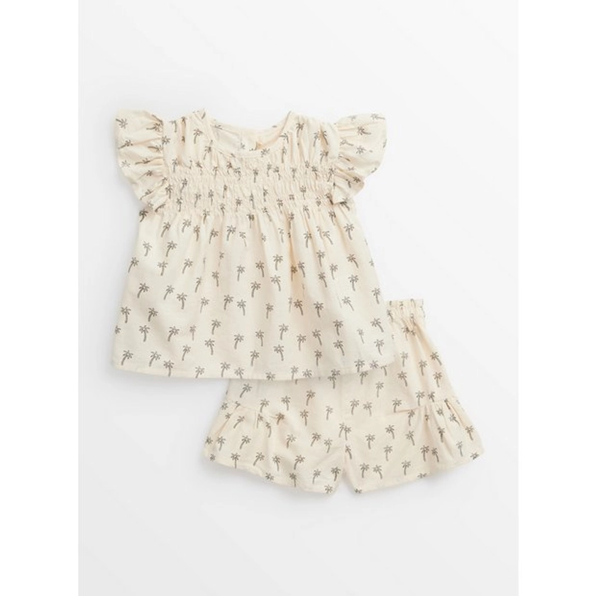 Buy Cream Palm Print Top & Bloomers Set Up to 3 mths | Outfits and sets | Tu