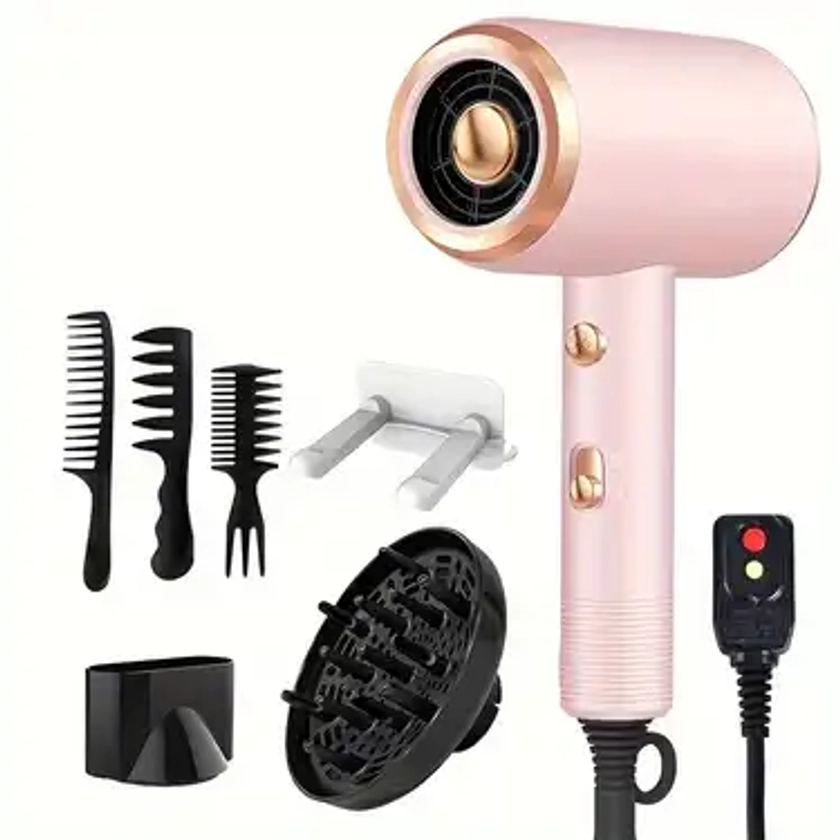 Powerful Ionic Hair Dryer With Diffuser - 2 Speeds, 3 Heating And Cooling Buttons For Straight And Curly Hair - Perfect For Home, Travel, And Salon Us