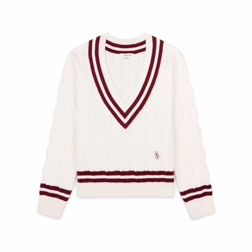 SRC Cableknit V-Neck Sweater Off White | SUBTYPE
