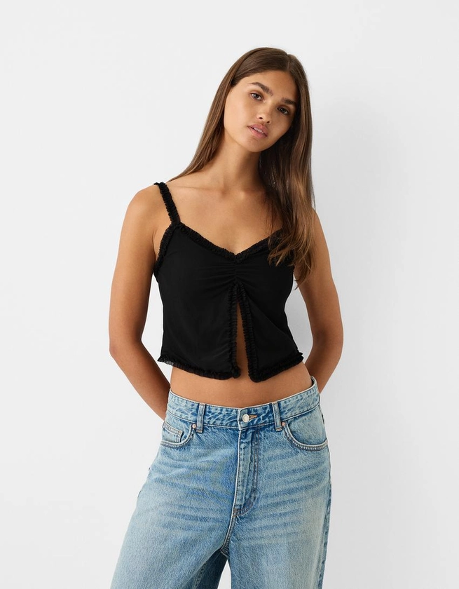 Top bretelles tulle - Femme