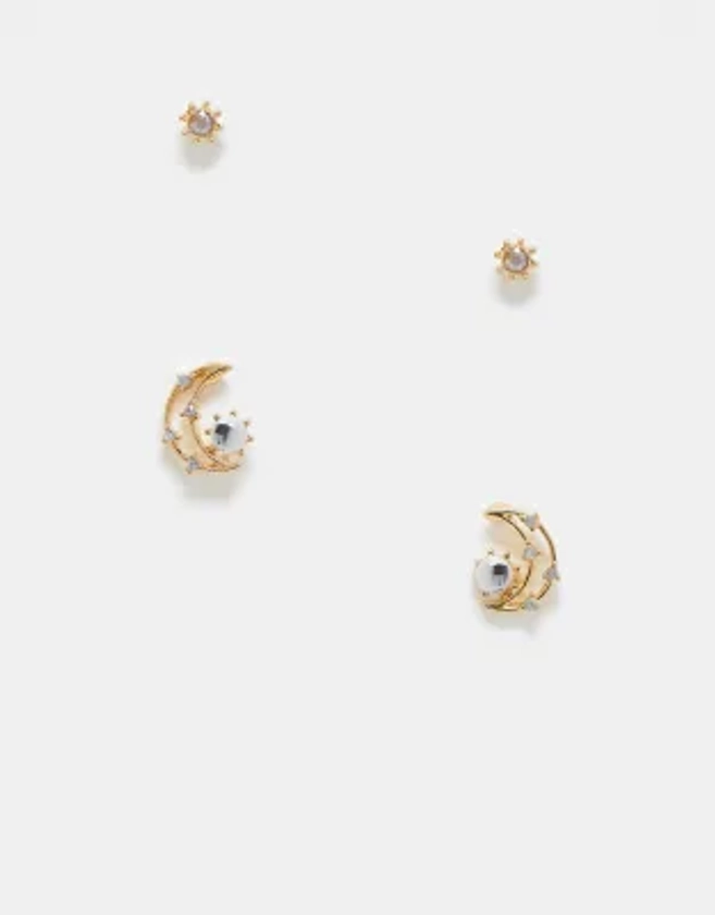 Reclaimed Vintage celestial star and moon earring pack | ASOS