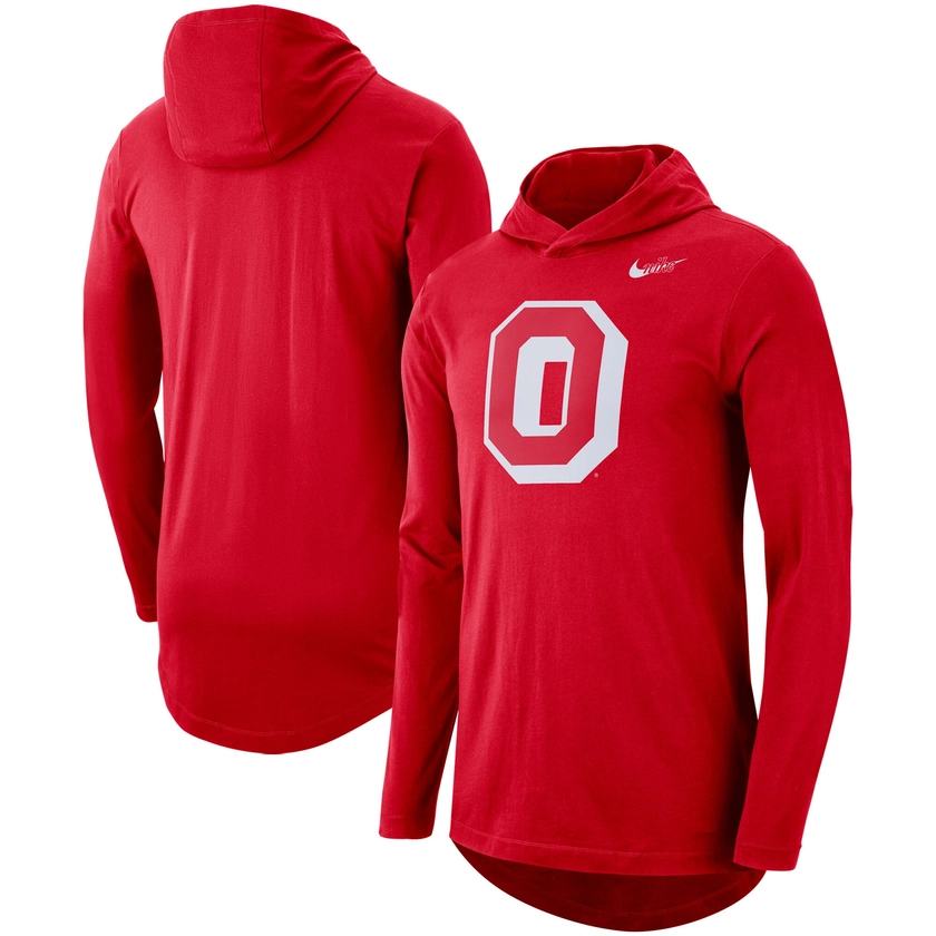 Ohio State Buckeyes Nike Long Sleeve Performance Tri-Blend Hoodie T-Shirt - Scarlet