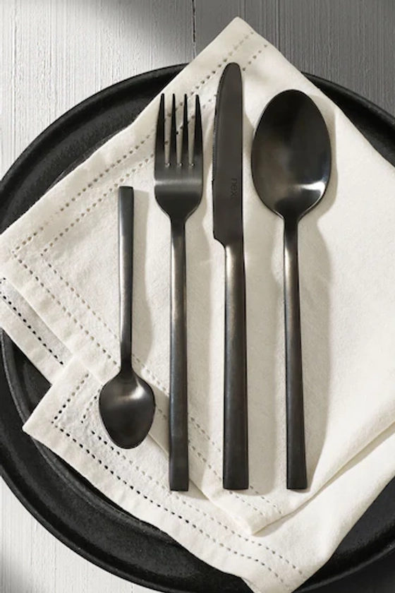 Black Kensington Stainless Steel 16pc Cutlery Set