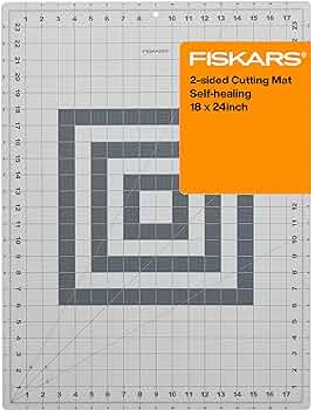 Fiskars Self Healing Cutting Mat for Crafts, Sewing, and Quilting Projects - 18” x 24" Grid - Rotary Fabric Cutting Craft Mat with Ruler Grid - Gray