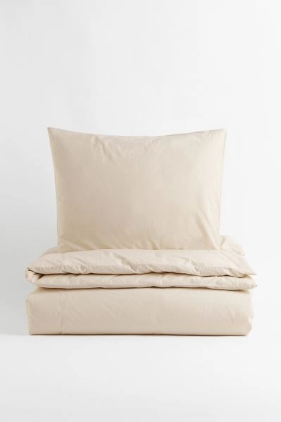 Parure de couette lit simple en coton - Beige clair - Home All | H&M FR