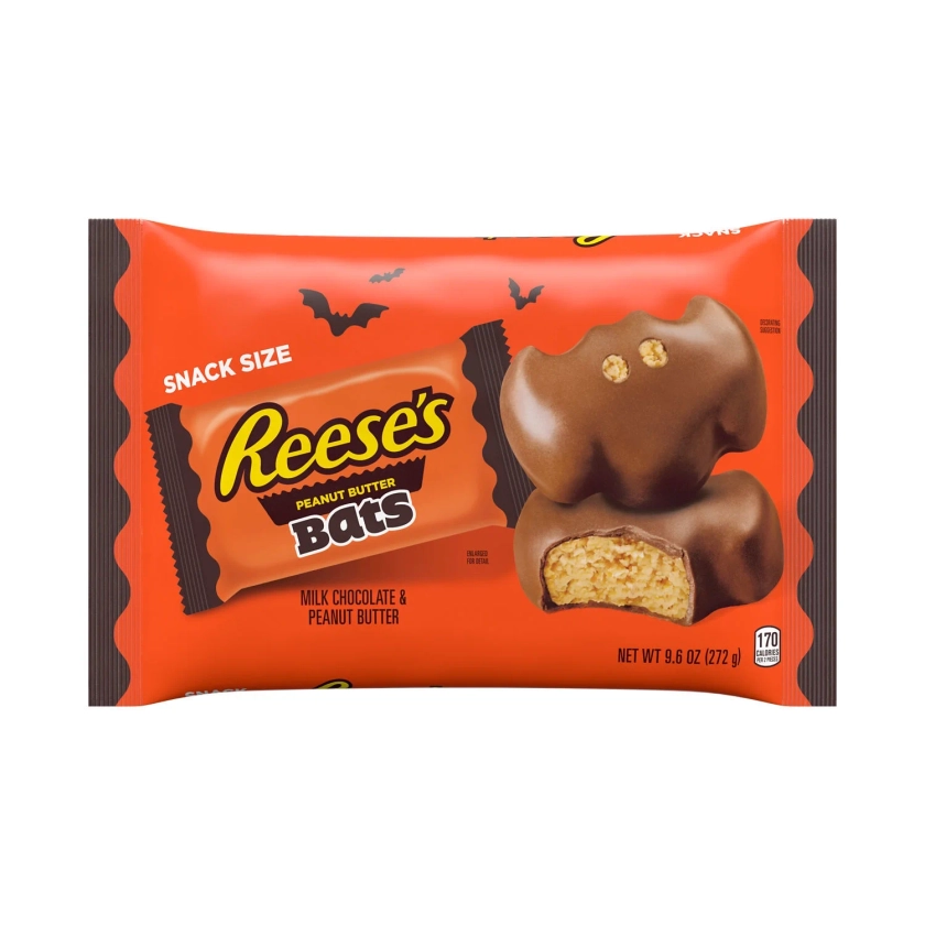 Reese's Milk Chocolate Snack Size Peanut Butter Bats Halloween Candy, Bag 9.6 oz - Walmart.com