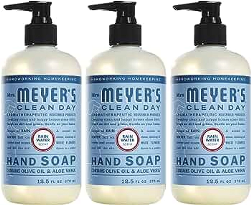 Mrs. Meyer's Hand Soap, Made with Essential Oils, Biodegradable Formula, Rain Water, 12.5 fl. oz - Pack of 3