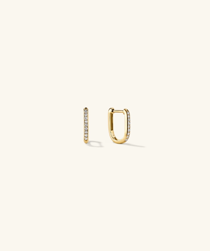 Pavé Diamond Huggie U Hoops