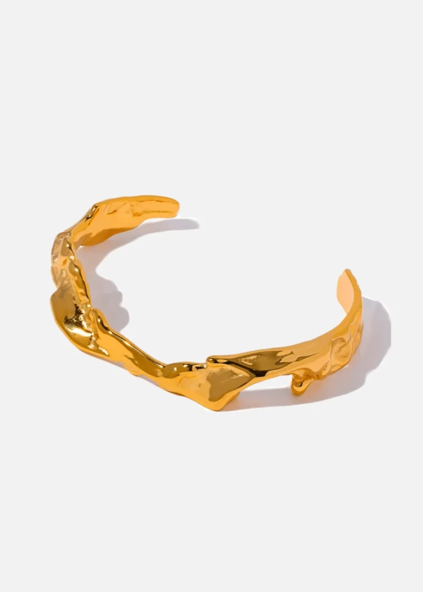 18k Gold Plated Textured Bangle CERTÍ x LEMONLUNAR