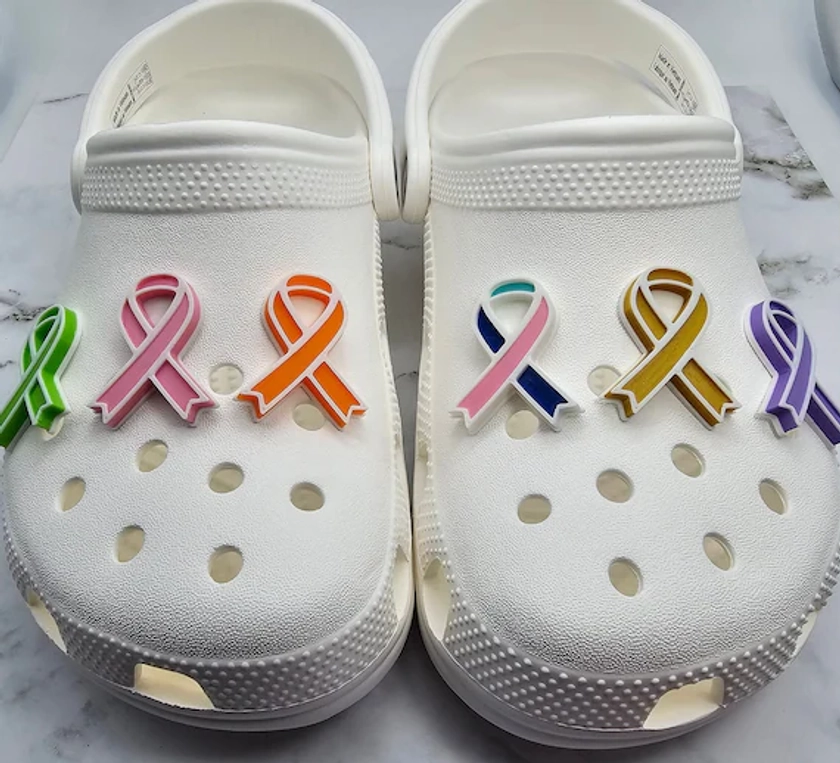 Cancer Awareness Ribbon Shoe Charms | Multiple Colors | Cancer Awareness Ribbons | Supports Charity