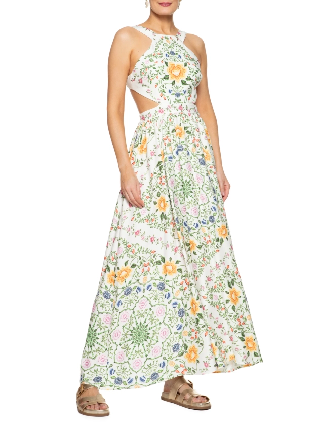 Vestido Floral Folk - Branco