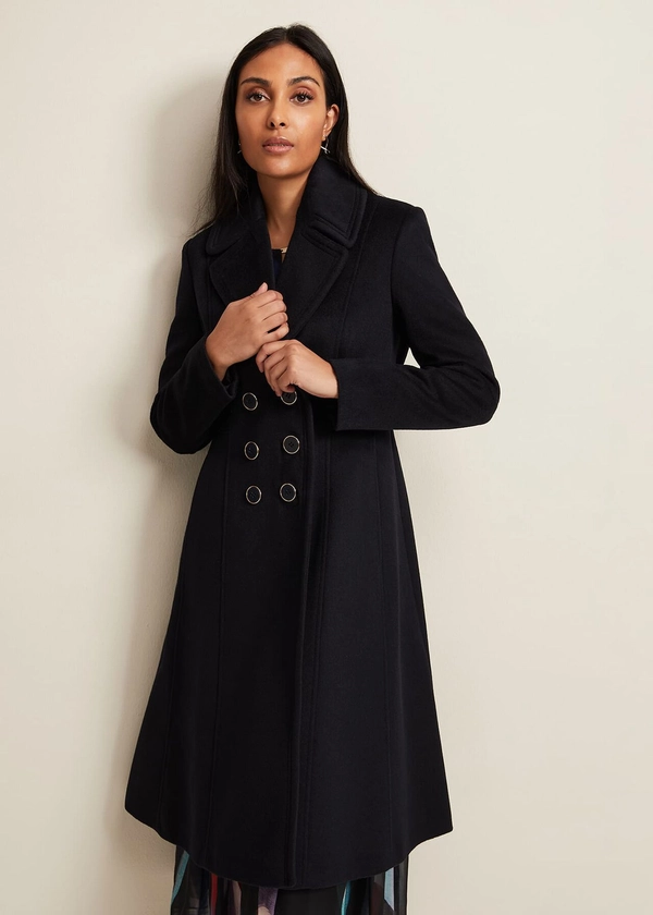 Petite Sandra Wool Fit And Flare Coat