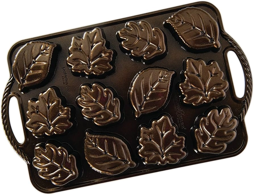 Nordic Ware Leaflettes Cakelet Pan, 3D Cast Aluminium Bundt Tin, Bundt Cake Tin with Leaf Pattern, Premium Cake Mould Made in the USA, Colour: Bronze : Amazon.co.uk: Home & Kitchen