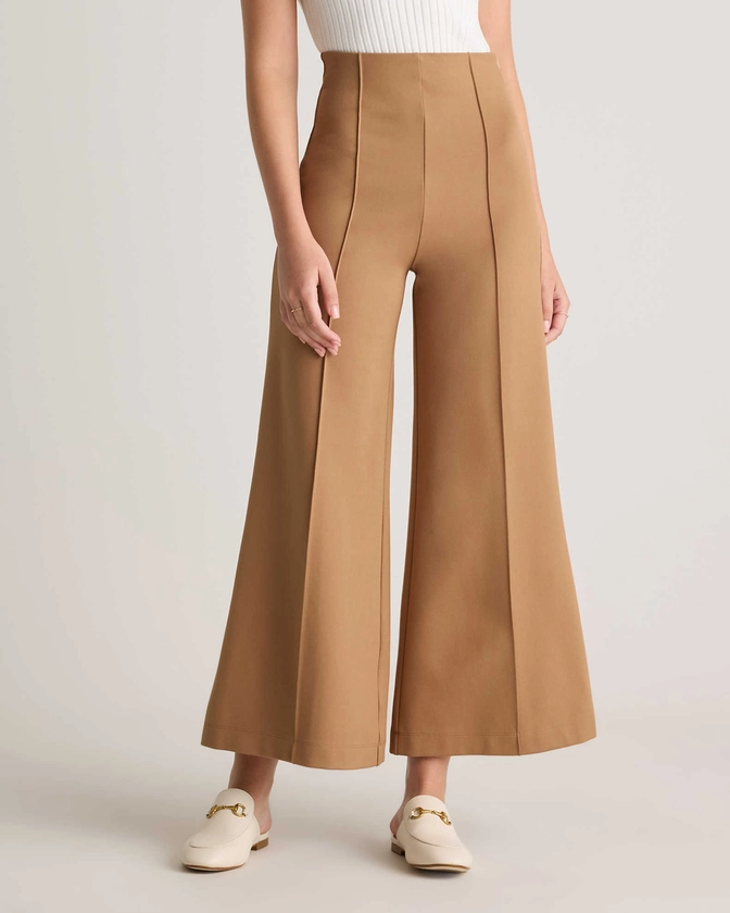 Ultra-Stretch Ponte Super Wide Leg Ankle Pants