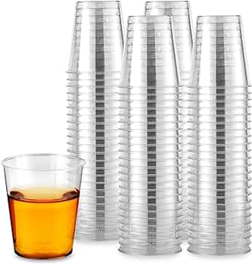 Stock Your Home 1.5 oz Shot Glasses - 500 Mini Plastic Shot Glasses (1.5oz) Clear Disposable Cups for Jello Shots, Wine Tasting, Liquor, Whiskey, Pudding, Sample Cup for Halloween and Elegant Parties