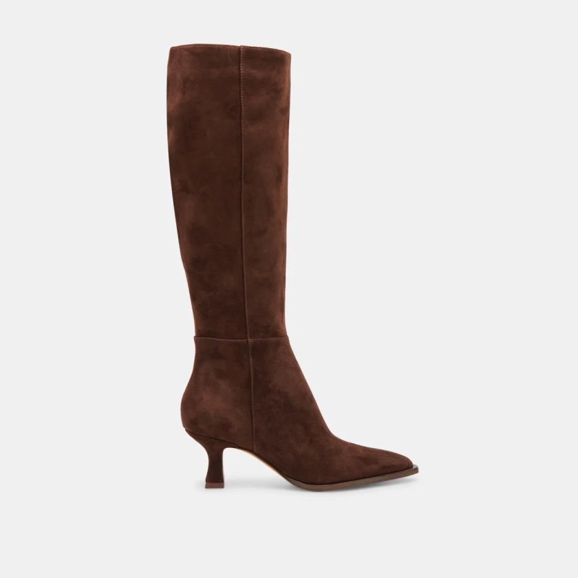 AUGGIE Boots DK Brown Suede | Women's Brown Suede Knee-High Boots