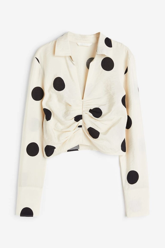 Collared blouse - Light beige/Spotted - Ladies | H&M GB